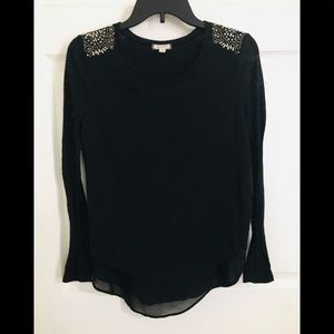 Eyeshadow Black Tee Sheer & Rhinestone Detail